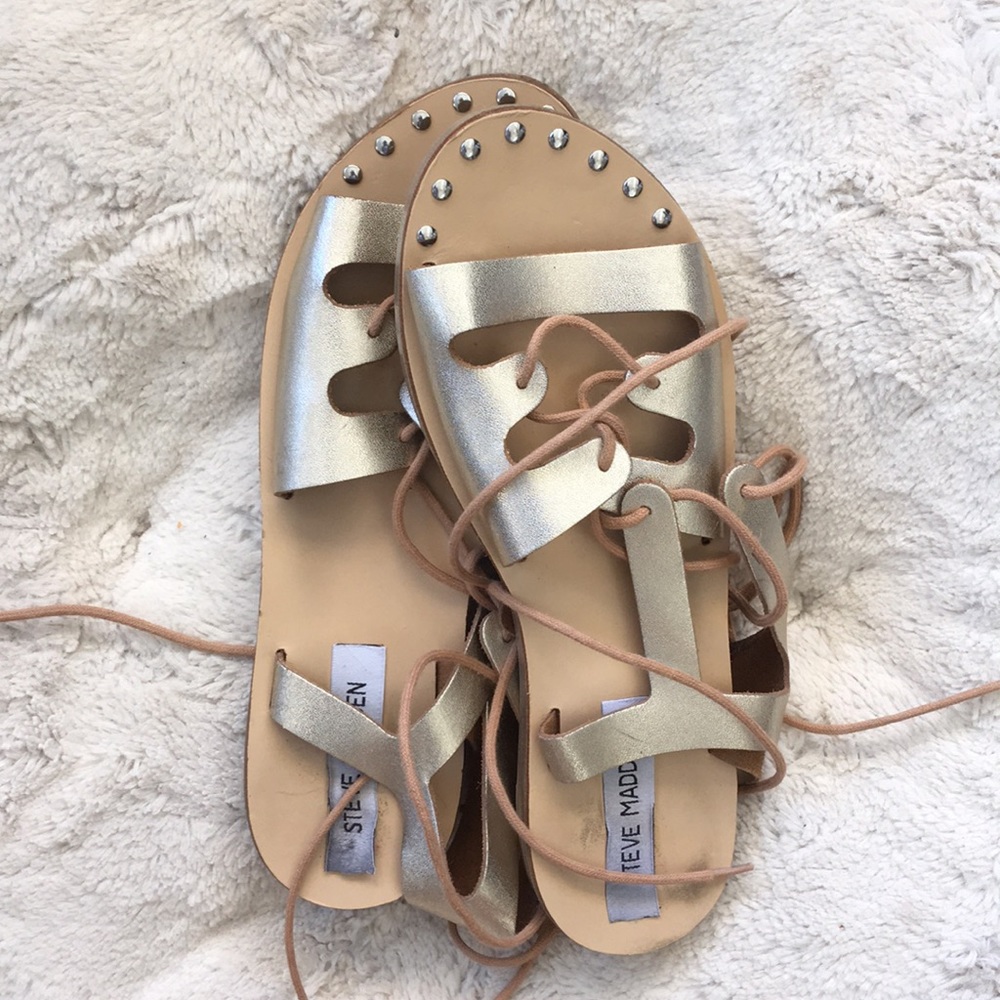 Steve Madden | Espadrilles Metallic Studded Lace Up Sandals